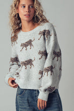 Load image into Gallery viewer, Leopard Knit Crewneck Sweater