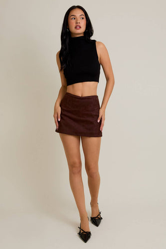 Mid Rise Suede Skort