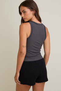 Exposed Seam Ribbed Tank | Charcoal