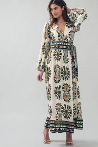 Boho Medallion Print Wrap Maxi Dress