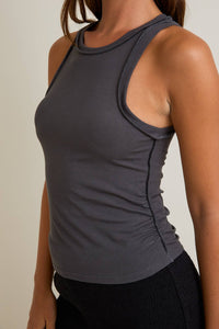 Exposed Seam Ribbed Tank | Charcoal