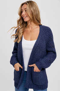 Pointelle Open Front Cardigan