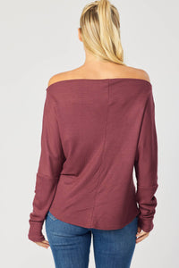 Dropped Shoulder Thermal Top | Burgundy