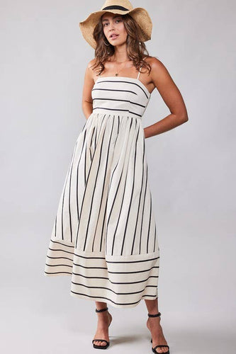 Nautical Stripe Square Neck Maxi Dress