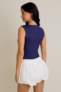 Square Neck Sleeveless Bodysuit | Navy