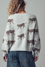 Load image into Gallery viewer, Leopard Knit Crewneck Sweater