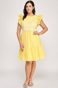 Curvy Embroidered Tiered Dress