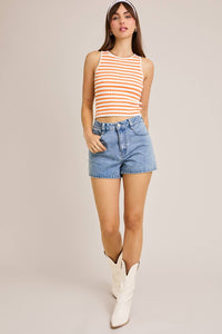 Striped Cropped Tank | Orange