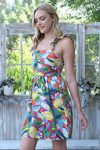 Ruffle Strap Printed Dress
