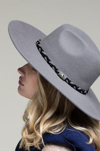 Braided Belt Panama Hat (Grey or Black)