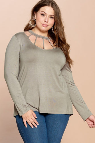 Curvy Caged Neck Top - Final Sale