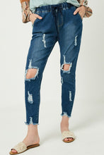 Load image into Gallery viewer, Distressed Denim Cropped Jogger - Final Sale