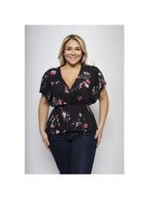 Load image into Gallery viewer, Curvy Floral Print Peplum Top