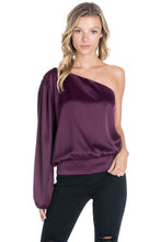 Load image into Gallery viewer, One Sleeve Satin Blouse