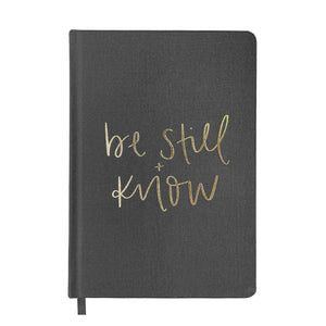 Be Still and Know Grey & Gold Fabric Journal