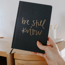 Load image into Gallery viewer, Be Still and Know Grey &amp; Gold Fabric Journal
